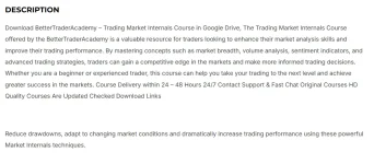 Better Trader Academy trading market internals course